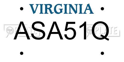 ASA51Q Virginia License Plate