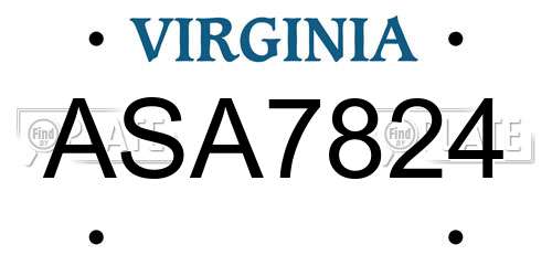 ASA7824 Virginia License Plate
