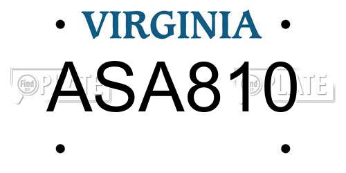 ASA810 Virginia License Plate