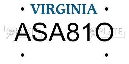 ASA81O Virginia License Plate