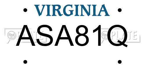 ASA81Q Virginia License Plate