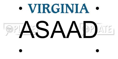 ASAAD Virginia License Plate