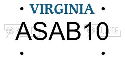 ASAB10 Virginia License Plate