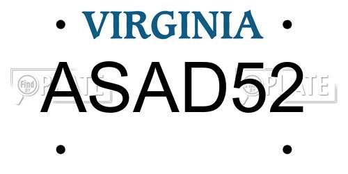 ASAD52 Virginia License Plate