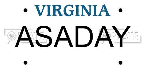 ASADAY Virginia License Plate