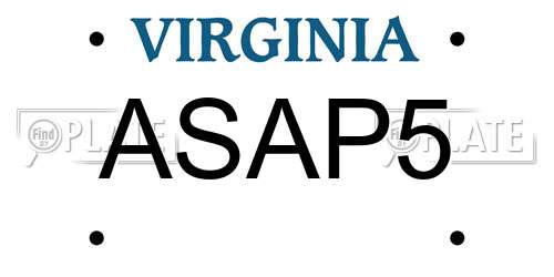 ASAP5 Virginia License Plate