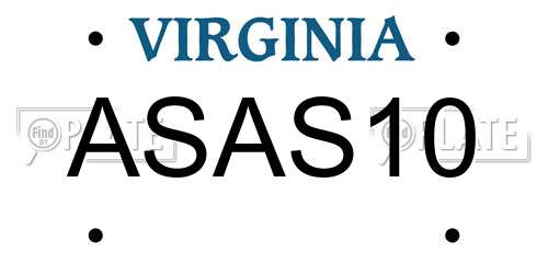 ASAS10 Virginia License Plate