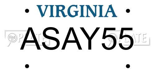 ASAY55 Virginia License Plate