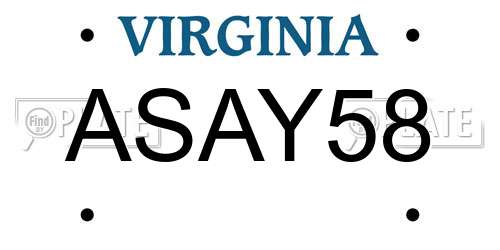 ASAY58 Virginia License Plate