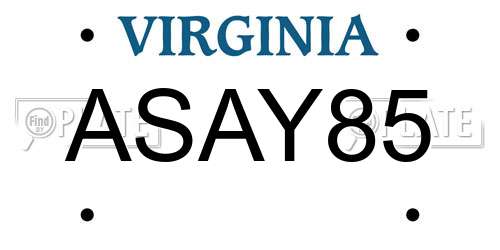 ASAY85 Virginia License Plate