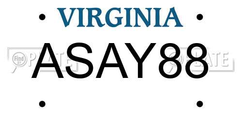 ASAY88 Virginia License Plate