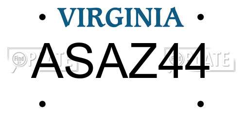 ASAZ44 Virginia License Plate