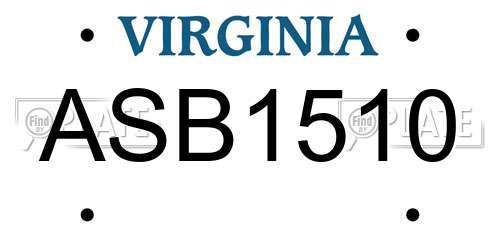 ASB1510 Virginia License Plate