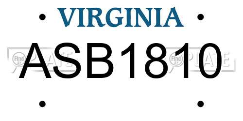 ASB1810 Virginia License Plate