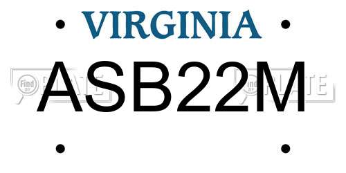 ASB22M Virginia License Plate