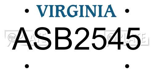 ASB2545 Virginia License Plate