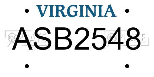 ASB2548 Virginia License Plate