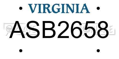ASB2658 Virginia License Plate