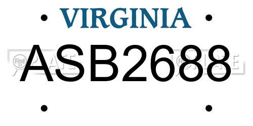 ASB2688 Virginia License Plate