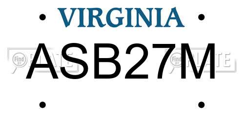 ASB27M Virginia License Plate
