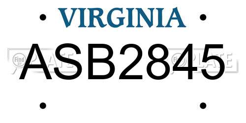 ASB2845 Virginia License Plate
