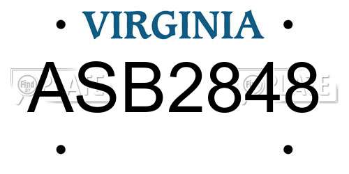 ASB2848 Virginia License Plate