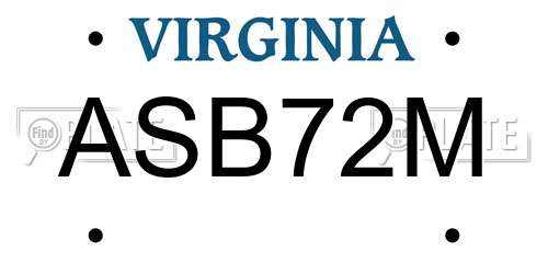 ASB72M Virginia License Plate