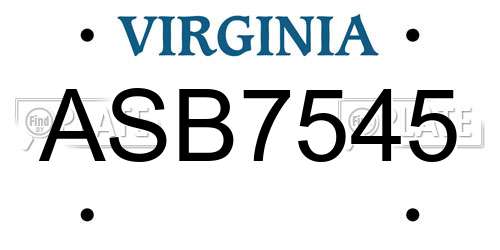 ASB7545 Virginia License Plate