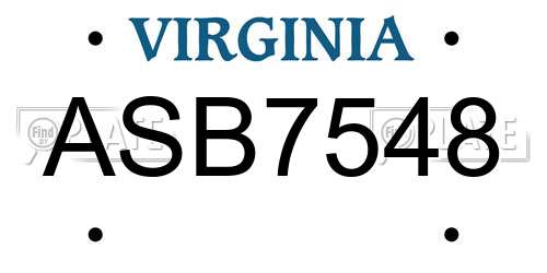 ASB7548 Virginia License Plate