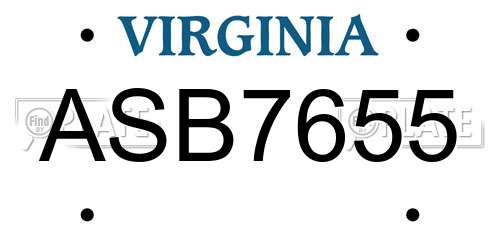 ASB7655 Virginia License Plate