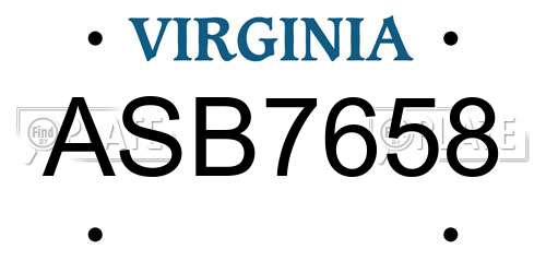 ASB7658 Virginia License Plate