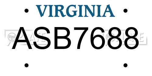 ASB7688 Virginia License Plate