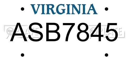 ASB7845 Virginia License Plate