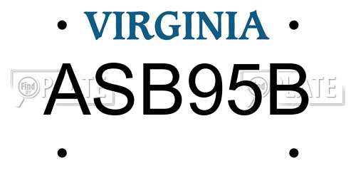 ASB95B Virginia License Plate