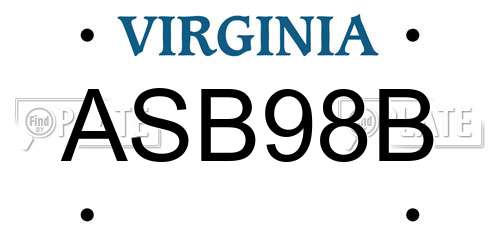 ASB98B Virginia License Plate