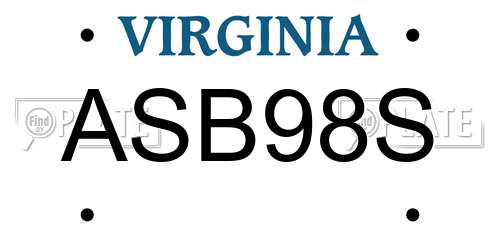 ASB98S Virginia License Plate