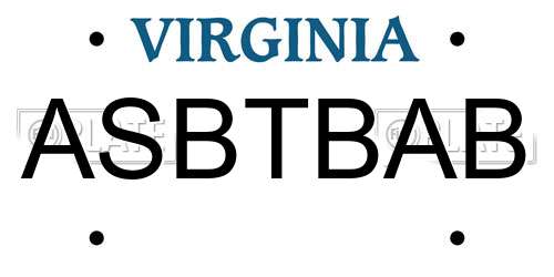 ASBTBAB Virginia License Plate