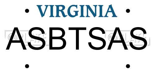 ASBTSAS Virginia License Plate