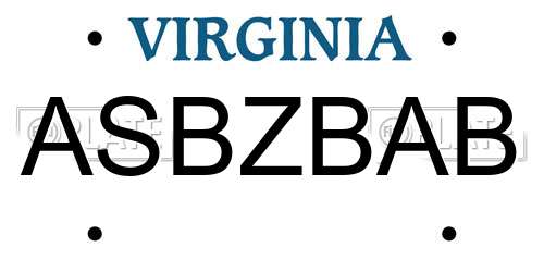 ASBZBAB Virginia License Plate