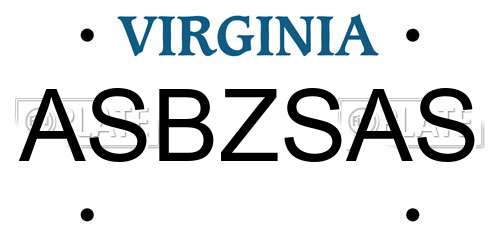 ASBZSAS Virginia License Plate