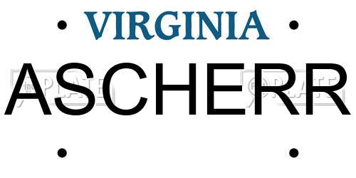 ASCHERR Virginia License Plate