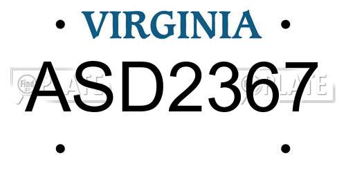 ASD2367 Virginia License Plate