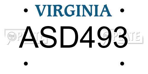 ASD493 Virginia License Plate