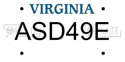 ASD49E Virginia License Plate
