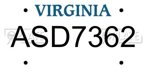 ASD7362 Virginia License Plate