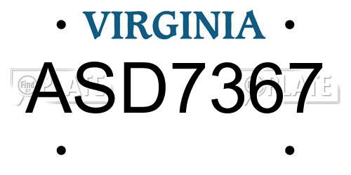 ASD7367 Virginia License Plate