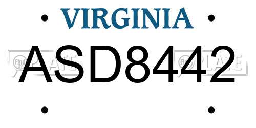 ASD8442 Virginia License Plate
