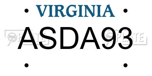 ASDA93 Virginia License Plate