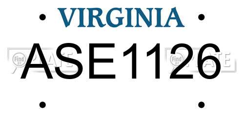 ASE1126 Virginia License Plate