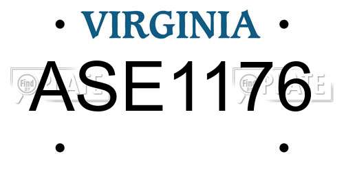 ASE1176 Virginia License Plate